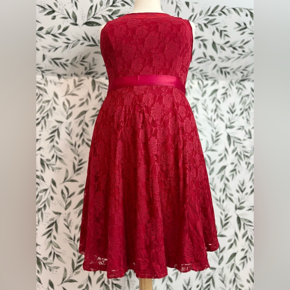Dressystar Elegant Lace Vintage Style Midi Dress Size 2XL Red Cocktail Party New